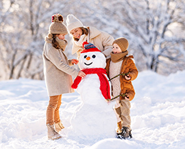 The kids with the snowman